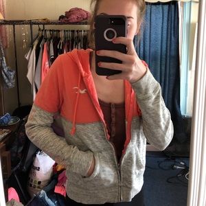 Hollister Peachy Pink and Gray Zip Up